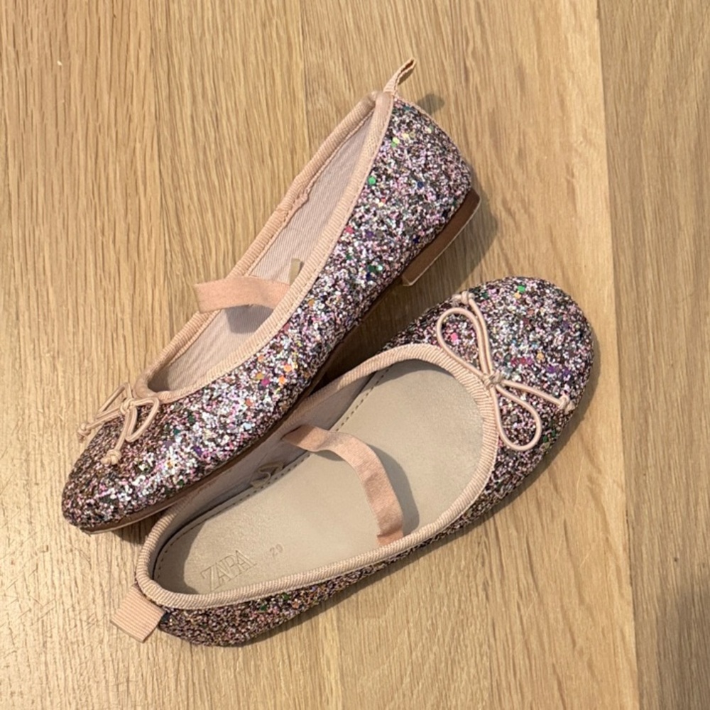 Zara Girls Pink Glitter Ballet Flats Size 29
